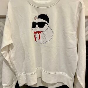 Karl Lagerfeld Paris Crewneck Sweatshirt  – Choupette in Beret  – Size XS *NEW*